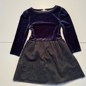 Crewcuts Velvet and Glitter Kids Dress - Purple and Gold